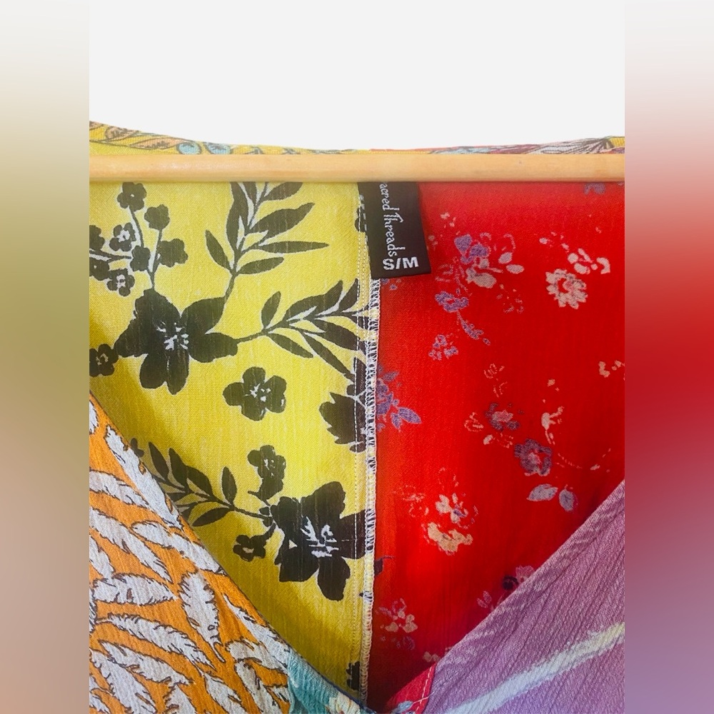 Sacred Threads Light Weight Patchwork Boho Long S… - image 3